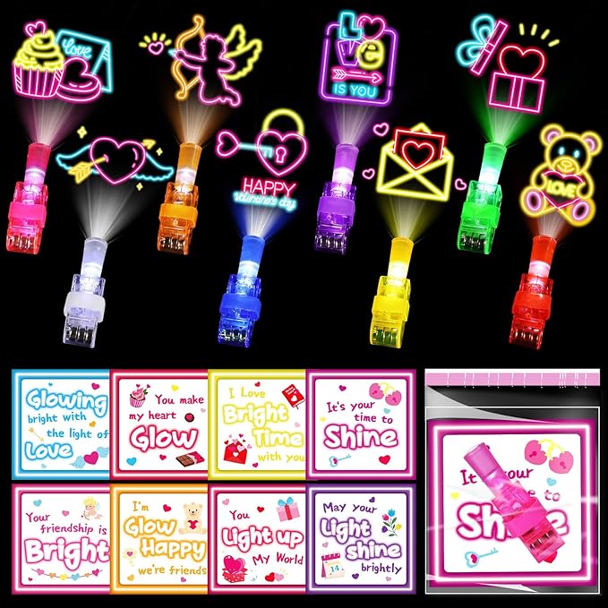 36 Pack Valentines Day Gifts for Kids Classroom LED Finger Lights