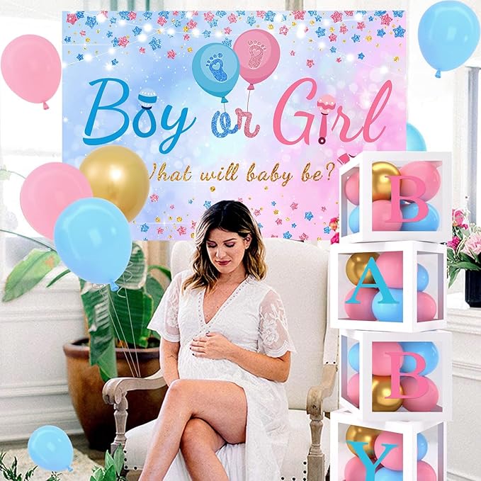Baby Gender Reveal Party Decorations Pink Blue Balloon Arch Garland