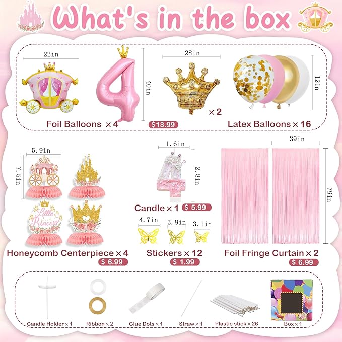 235 pcs Princess Birthday Party Decorations Princess Themed