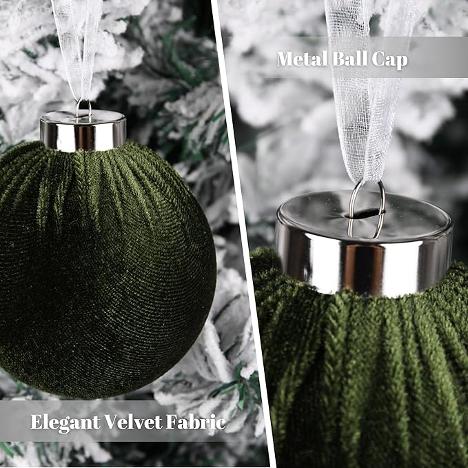 Christmas Tree Ornaments Velvet Balls - Pack of 15pcs Shatterproof