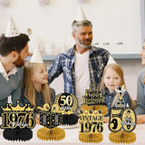 50th Birthday Decorations for Men - 9Pcs Black Gold 50th Birthday