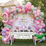 Dinosaur Balloon Garland Arch Kit Pastel Pink green and purple with