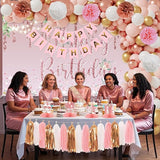 Rose Gold Birthday Party Decorations for Women Girls Happy Birthday