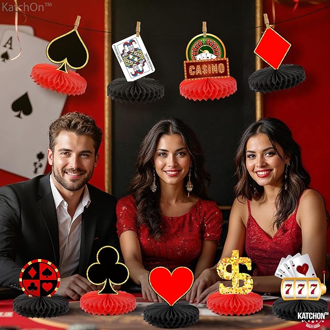 Casino Theme Party Decorations Pack of 12 Clubs and Spades Honeycomb