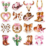 Western Cowgirl Bow Cupcake Toppers 48Pcs Brown Pink Cowgirls Birthday