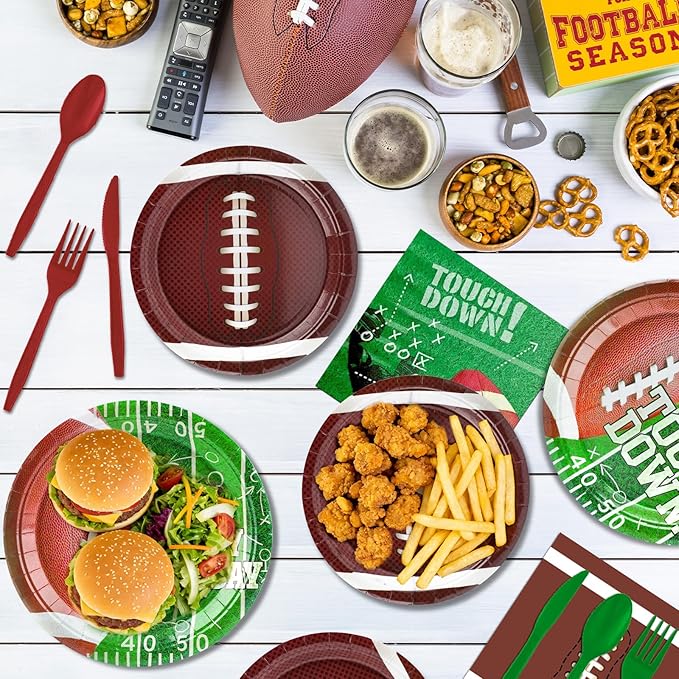 Football Party Decorations Kit Disposable Tableware Set Includes