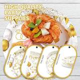96 Pcs Happy Engagement Party Supplies White and Gold Engagement