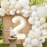 KatchOn Cream White Number 2 Balloon - 40 Inch, 2nd Birthday Party