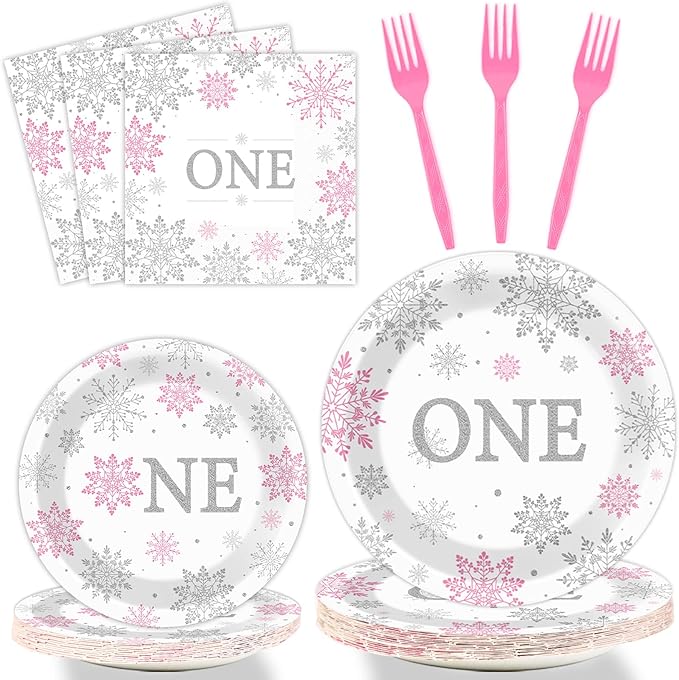 Winter Onederland 1st Birthday Themed Tableware Snowflake One Plates