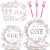 Winter Onederland 1st Birthday Themed Tableware Snowflake One Plates