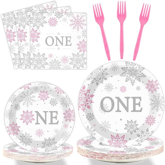 Winter Onederland 1st Birthday Themed Tableware Snowflake One Plates