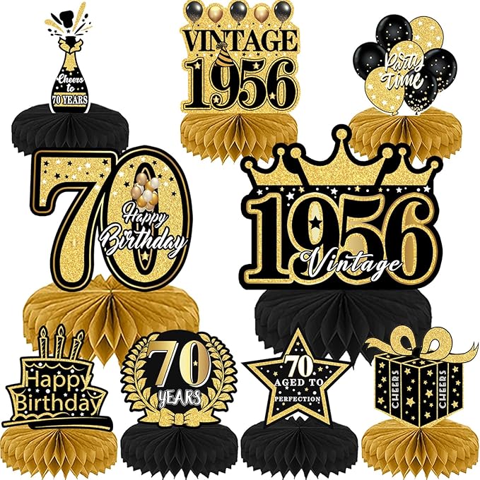 70th Birthday Decorations Men, Happy Vintage 70 Years Old Honeycomb