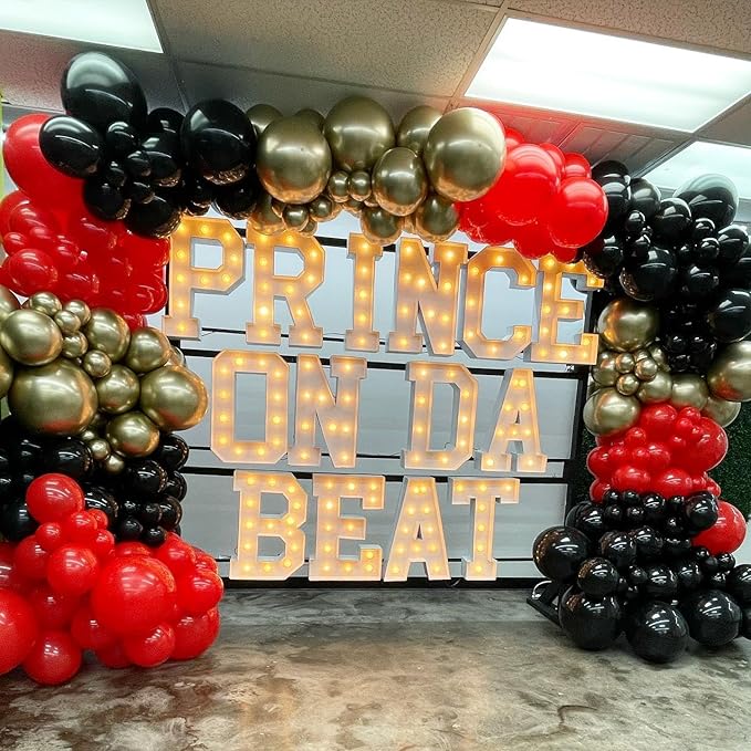 Bezente Red Black and Gold Latex Balloons,60pcs 12 inch Red Black