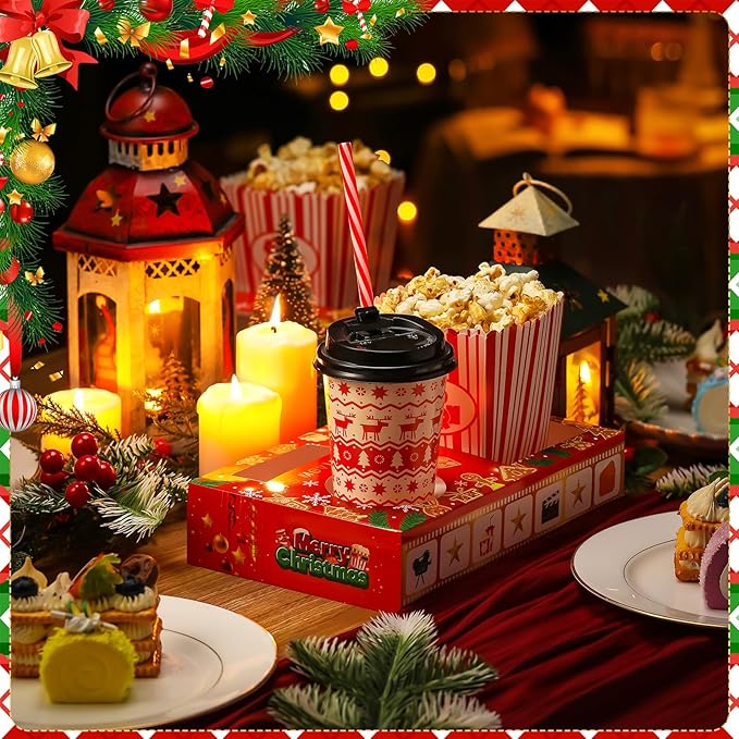 20 Pcs Christmas Movie Night Supplies Movie Night Paper Snack