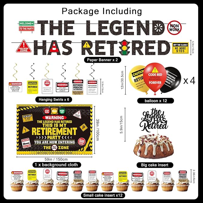 Retirement Party Decorations for Men Women Happy Retirement Banner