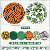60Pcs Jungle Safari Party Paper Plates for Wild Animal Party