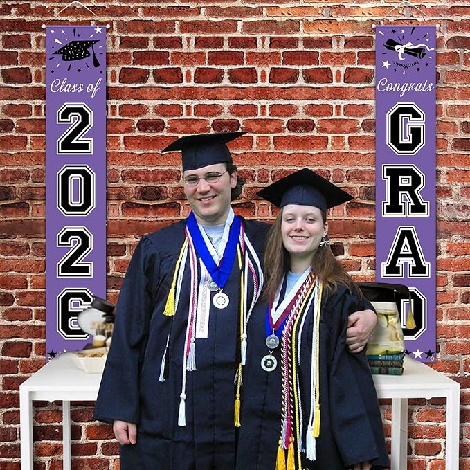 DAZONGE 2026 Graduation Decorations Purple - Graduation Porch Banners