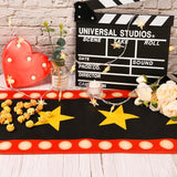 13 x 72 Inch Movie Night Table Runner with Gold Star Design Movie