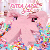 Pink Bow Pinata with Stick and Blindfold, Large Coquette Aesthetic