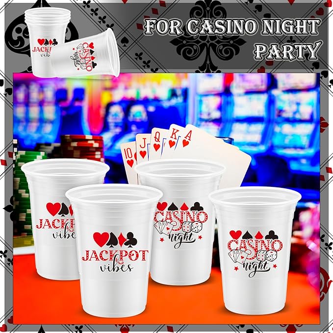 48 Pcs Casino Night Party Supplies Bulk 16 oz Casino Night Party