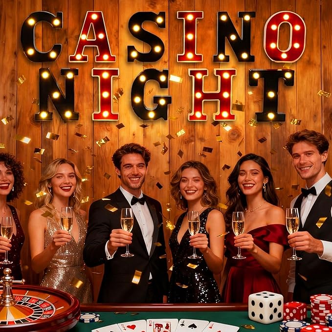 11 Pcs Casino Night Large LED Letter Sign LED Lights Battery Powered