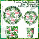 200 Pcs Tropical Flamingo Hawaiian Aloha Party Supplies Serve 50