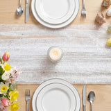 Artoid Mode White Silver Gauze Table Runner 59x120 Inch 10FT, Glitter