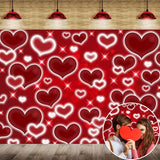 Red Heart Photo Backdrop Valentines Decorations 10x8FT Early 2000s