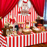 PIXHOTUL Carnival Tablecloth Roll 100 Ft Red and White Striped
