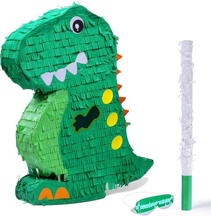 Dinosaur Pinata Bundle with a Blindfold and Bat 17x13x4 Inches