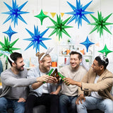 18 Pcs Green Blue Star Balloons, Blue and Green Balloon with 6 Pcs