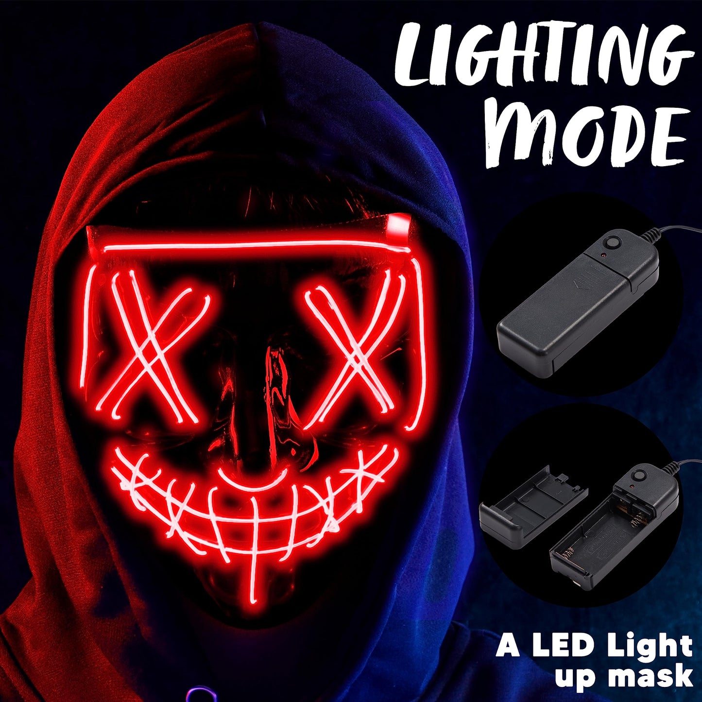 JOYIN Halloween Led Mask, Light Up Mask and Gloves for Cosplay Costume
