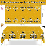 2 PCS 2026 Graduation Table Decorations, 108" X 54" Yellow Plastic