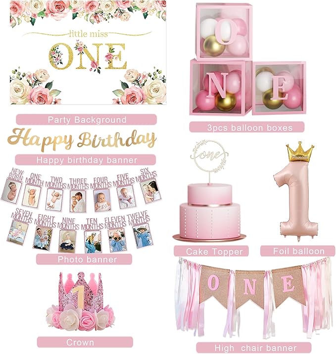 Baby Girl 1st Birthday Decorations Baby First Birthday Supplies