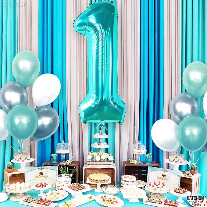 KatchOn, Giant Blue Teal Number 1 Balloon Number - 40 Inch | Mylar