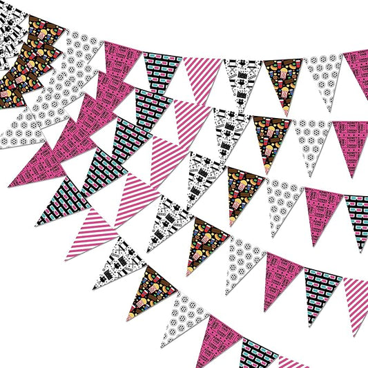 5PCS Pink Movie Night Party Decorations Pennant Banner 49Ft Theater
