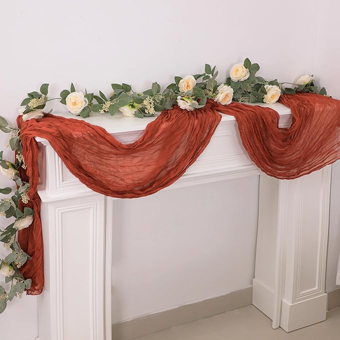 Snowkingdom 6PCS 10Ft Fall Thanksgiving Table Runner Terracotta Rust