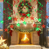 BEISHIDA Red Green Star Hanging Swirl Christmas Decorations Ceiling