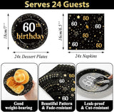 60th Birthday Party Supplies Serves 24 Black and Gold 60 Years Old