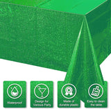 3 Pack Iridescent Green Plastic Tablecloths, Shiny Disposable Laser