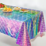 iCrius Mermaid Tablecloth, 6pcs - Disposable Iridescent Tablecloth -
