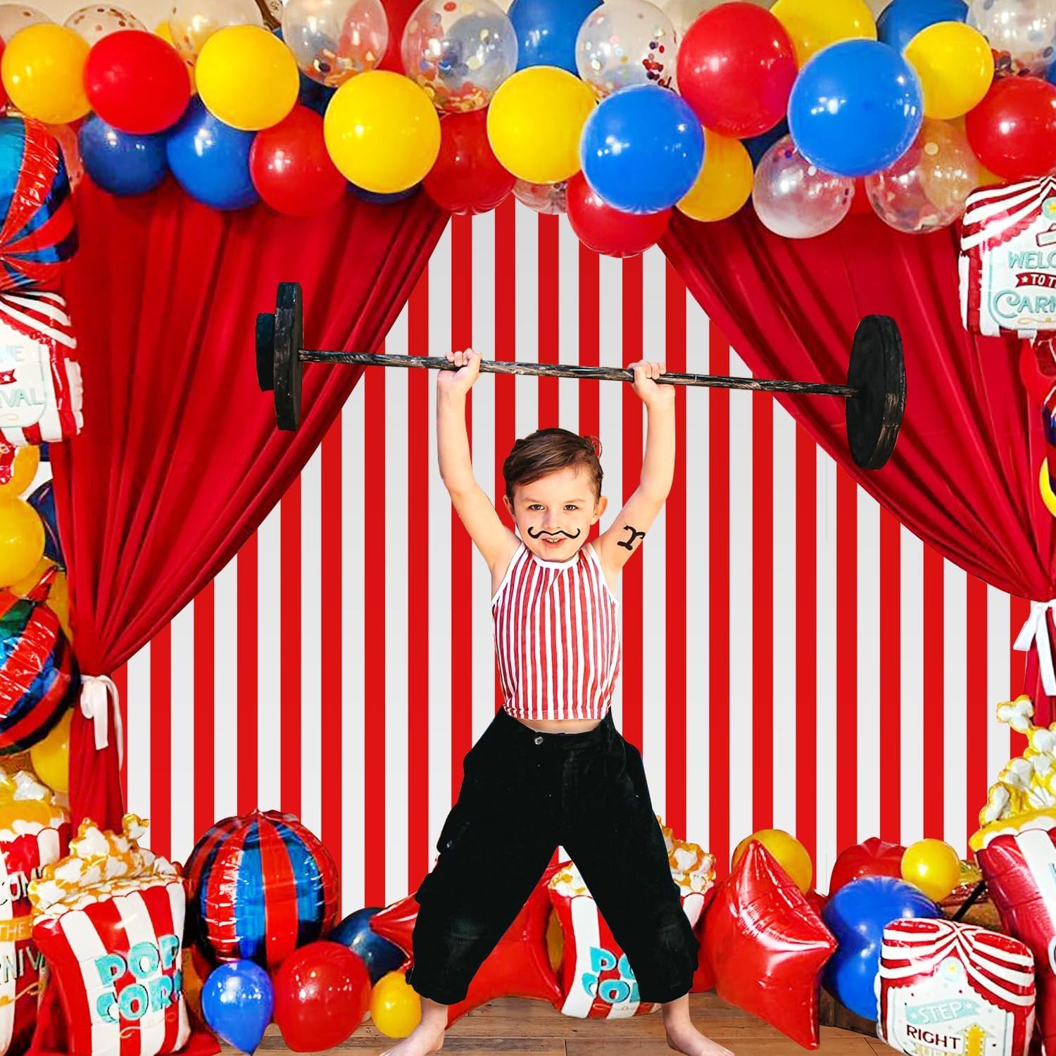 PIXHOTUL Carnival Tablecloth Roll 100 Ft Red and White Striped