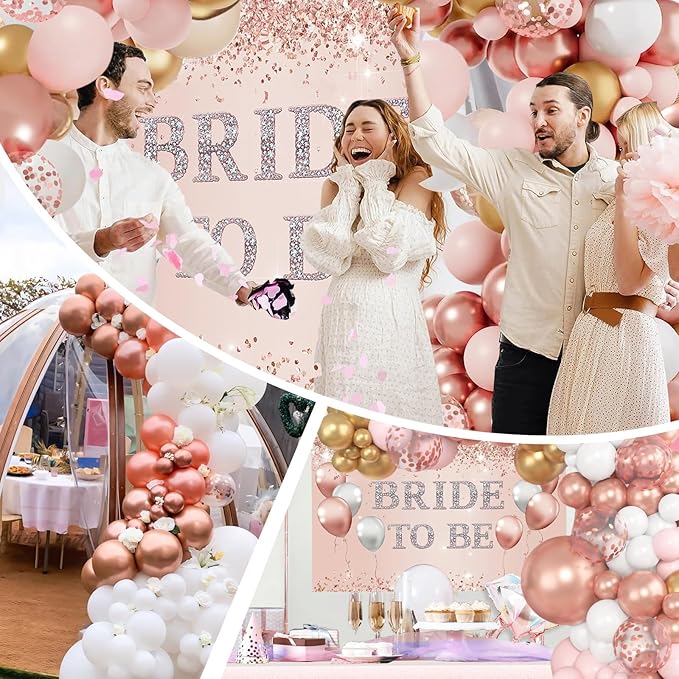 121 Pcs Bachelorette Party Decorations Kit Rose Gold Bridal Shower