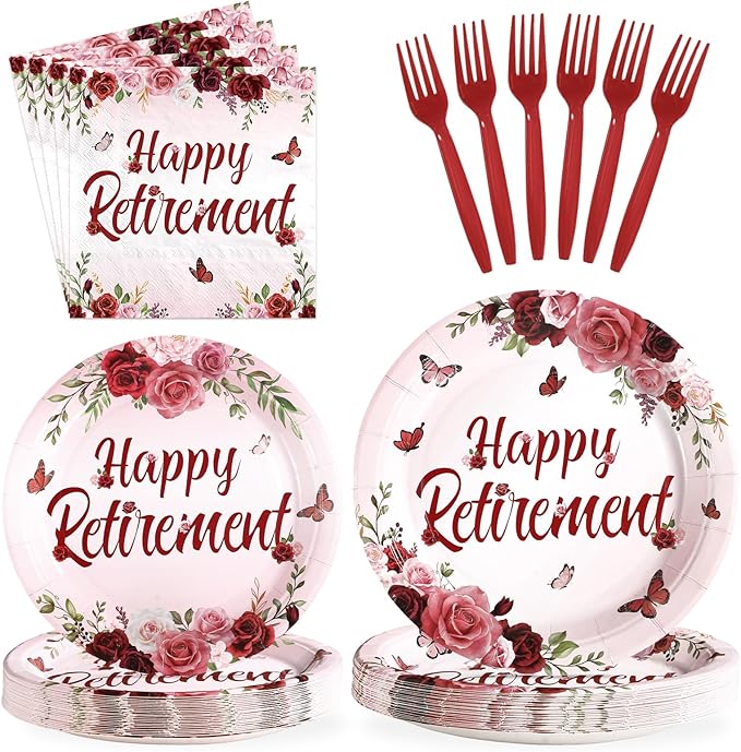 96Pcs Burgundy Retirement Party Decorations Burgundy Rose Floral