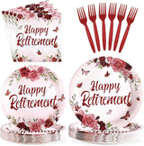 96Pcs Burgundy Retirement Party Decorations Burgundy Rose Floral