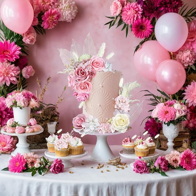 33 PCS Boho Cake Topper Decorations Vintage Artificial Rose Flowers Le