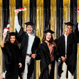 Voircoloria 3 Pack 3.3x8.2 Feet Black and Gold Foil Fringe Backdrop
