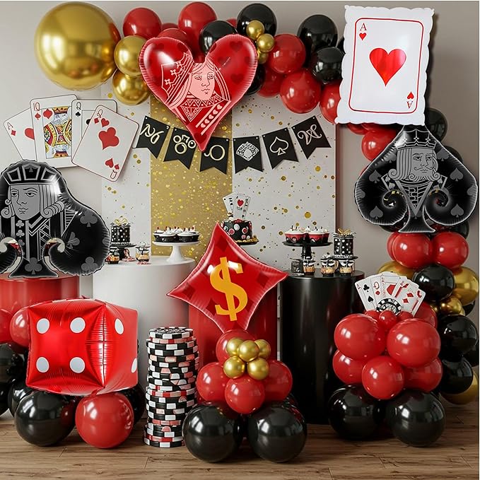 Casino Party Decorations 42Pcs Poker Night Balloons with Giant