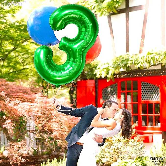 KatchOn, Giant Green Number 3 Balloon - 40 Inch | Three Rex Birthday