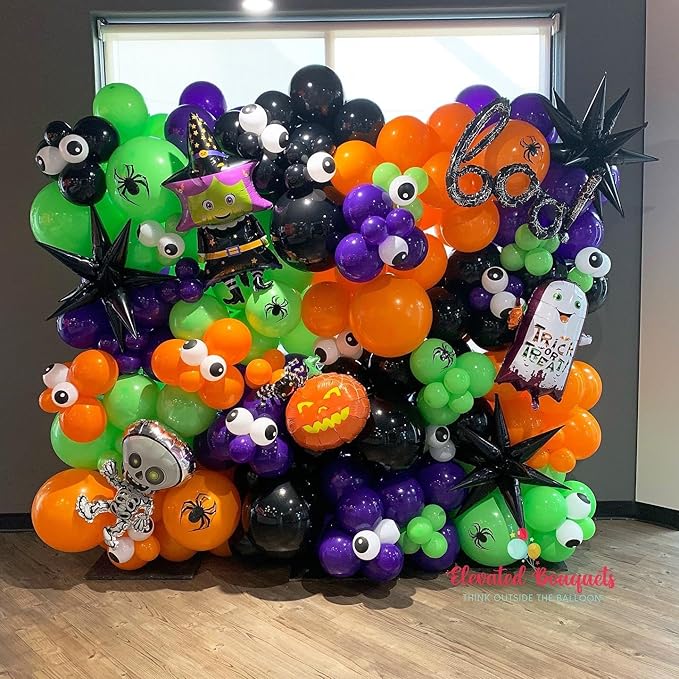 Halloween Balloon Arch Garland Kit Purple and Black Balloons with 3D